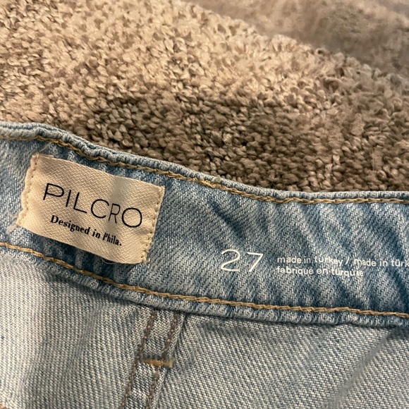 Anthropologie Pilcro Blue and Tan reversible sequin Flare Jeans 27 NWT - Picture 2 of 8